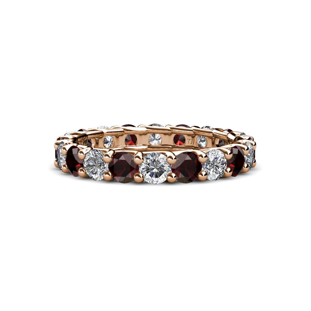 Laida 3.40 mm Red Garnet and Lab Grown Diamond Eternity Band 
