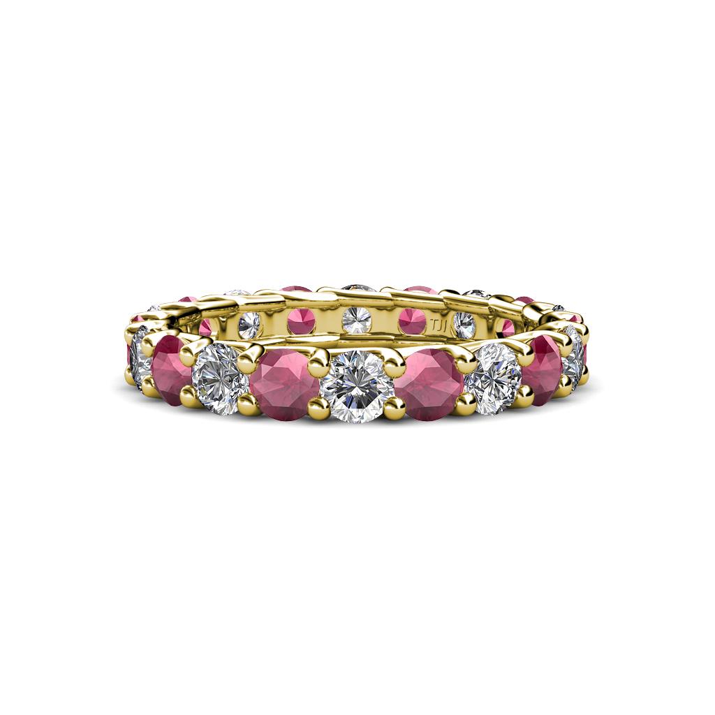 Laida 3.40 mm Rhodolite Garnet and Lab Grown Diamond Eternity Band 