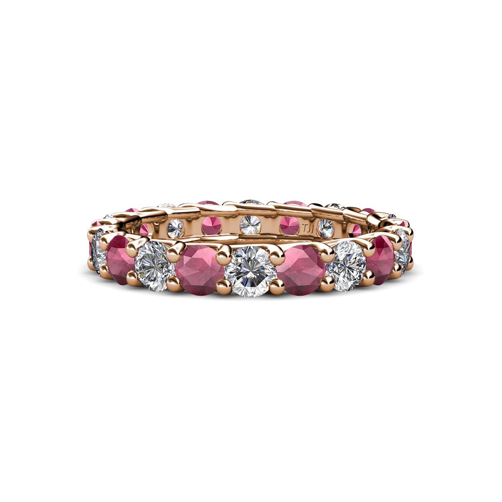 Laida 3.40 mm Rhodolite Garnet and Lab Grown Diamond Eternity Band 