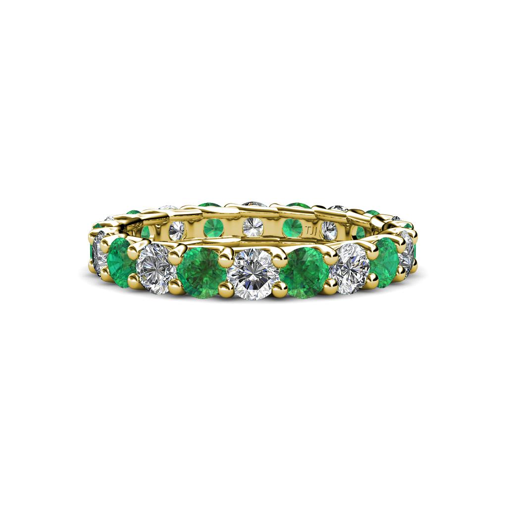 Laida 3.40 mm Emerald and Lab Grown Diamond Eternity Band 