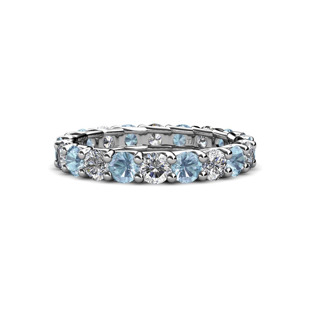 Laida 3.40 mm Aquamarine and Lab Grown Diamond Eternity Band 