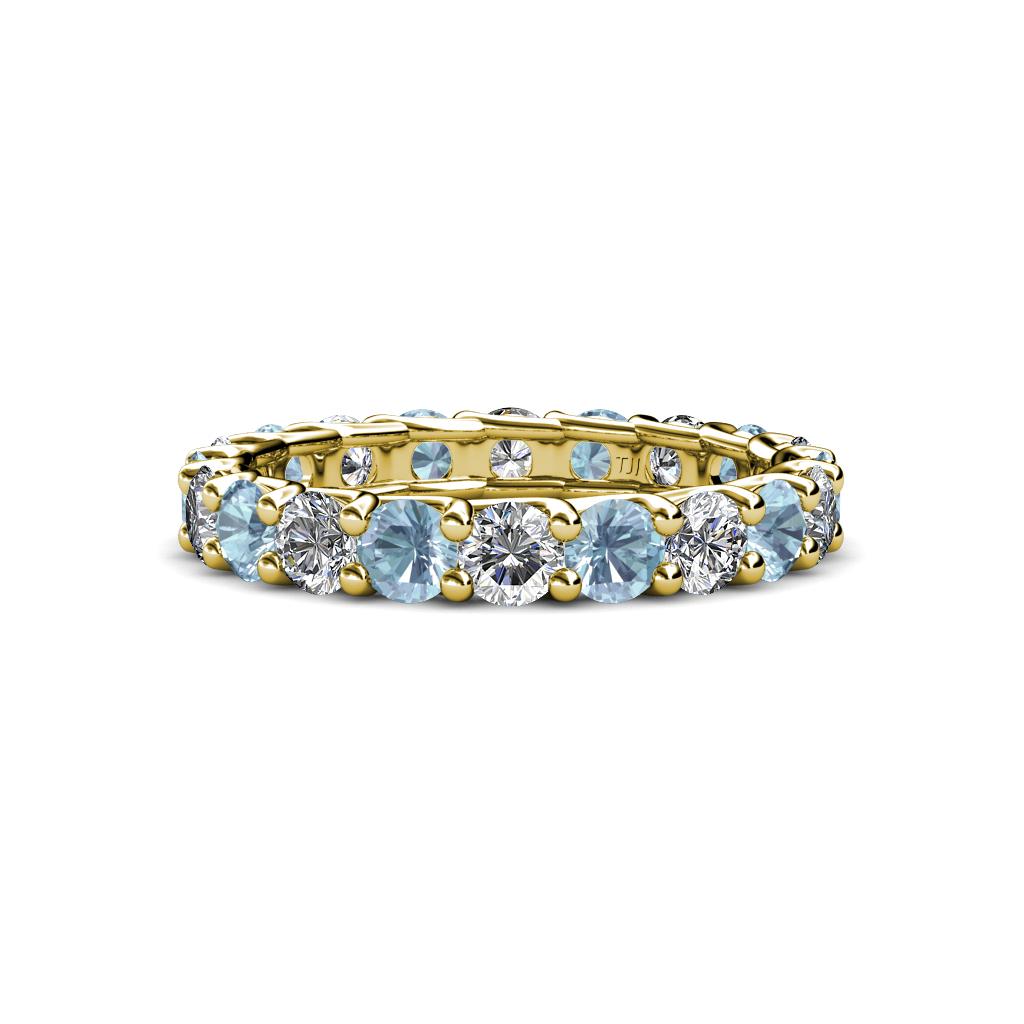 Laida 3.40 mm Aquamarine and Lab Grown Diamond Eternity Band 