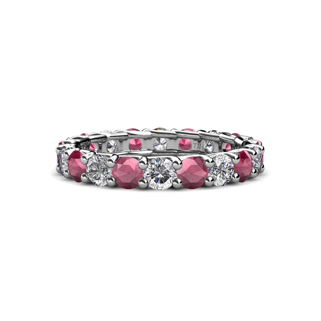 Laida 3.40 mm Rhodolite Garnet and Lab Grown Diamond Eternity Band 