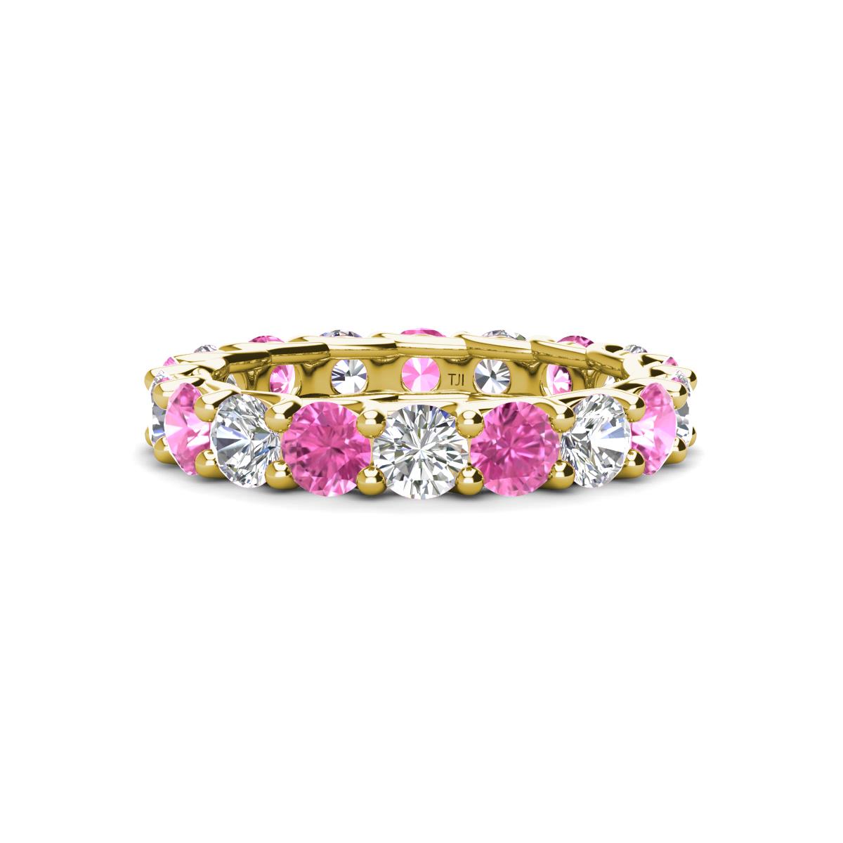 Laida 3.80 mm Pink Sapphire and Lab Grown Diamond Eternity Band 