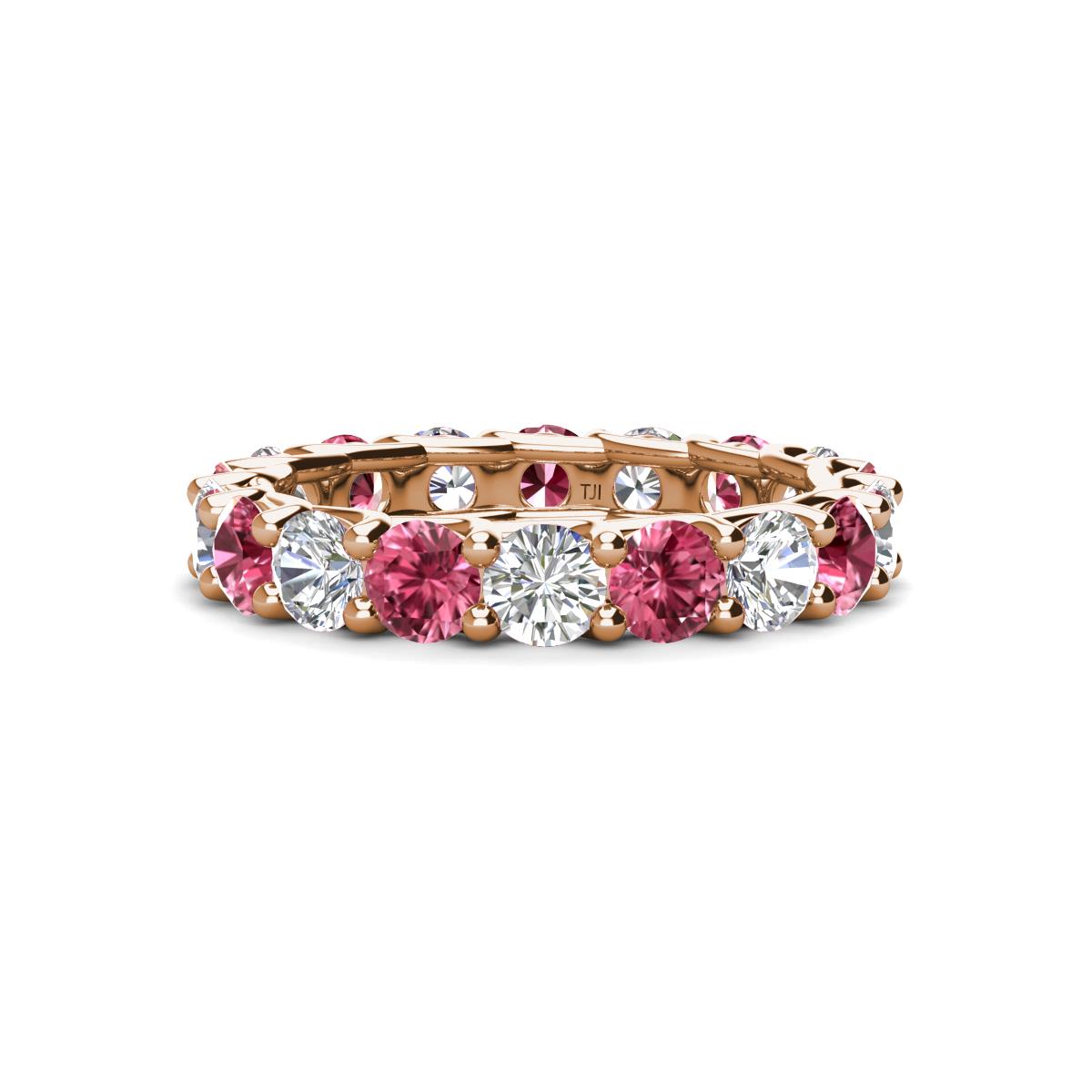 Laida 3.80 mm Pink Tourmaline and Lab Grown Diamond Eternity Band 