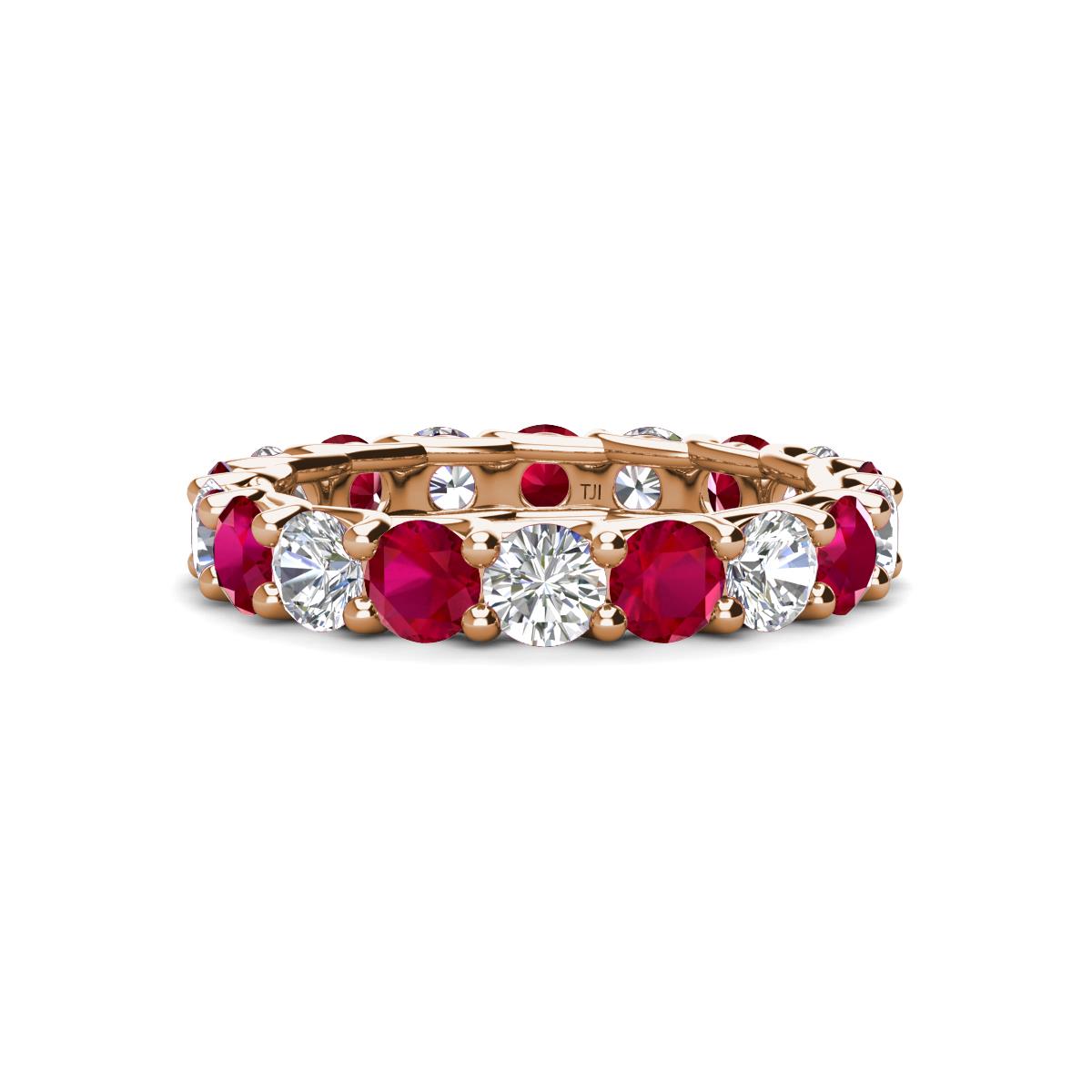 Laida 3.80 mm Ruby and Lab Grown Diamond Eternity Band 