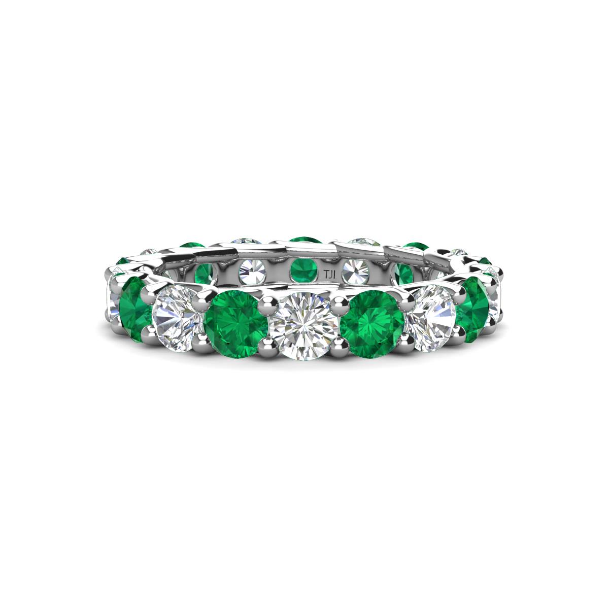 Laida 3.80 mm Emerald and Lab Grown Diamond Eternity Band 