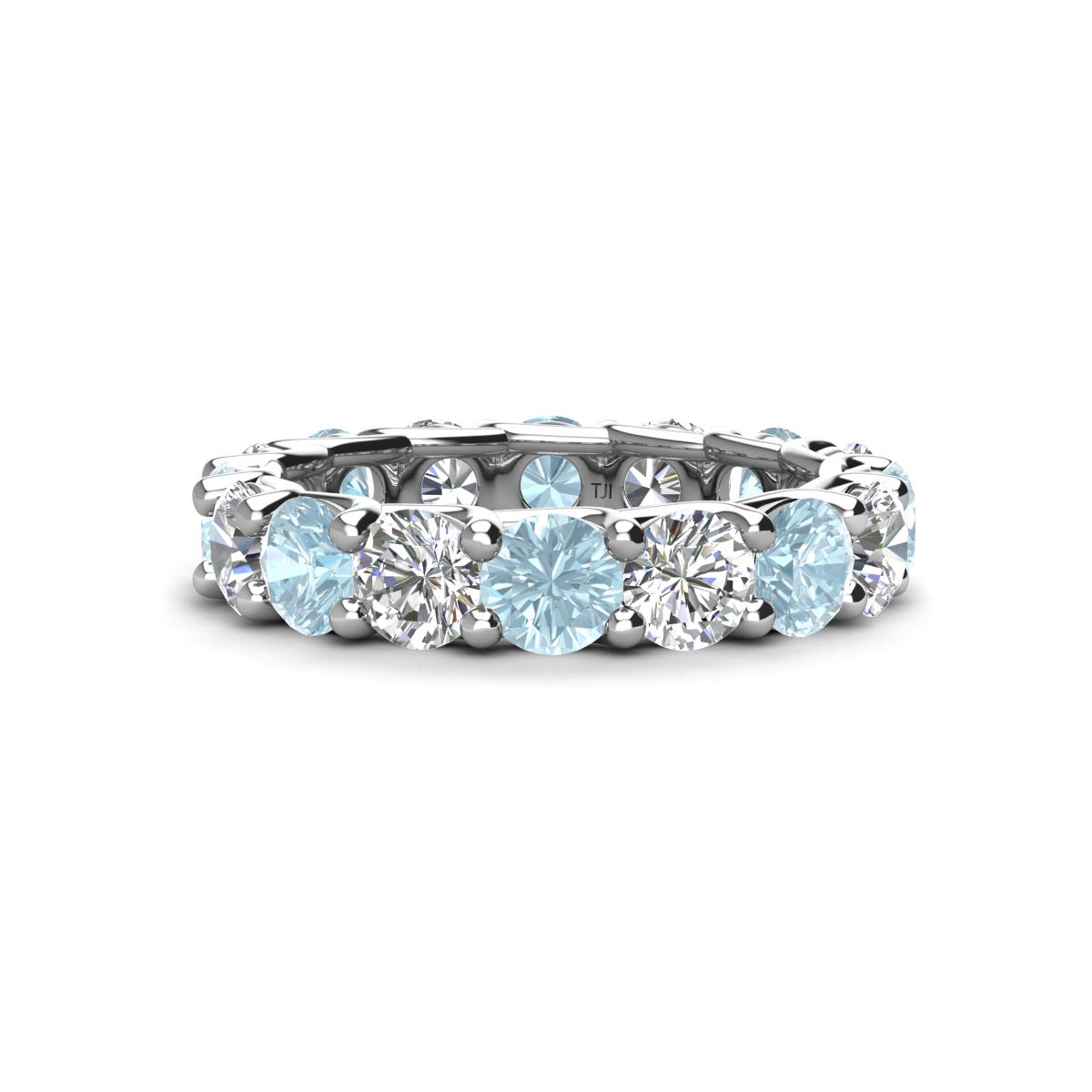Laida 4.00 mm Aquamarine and Lab Grown Diamond Eternity Band 
