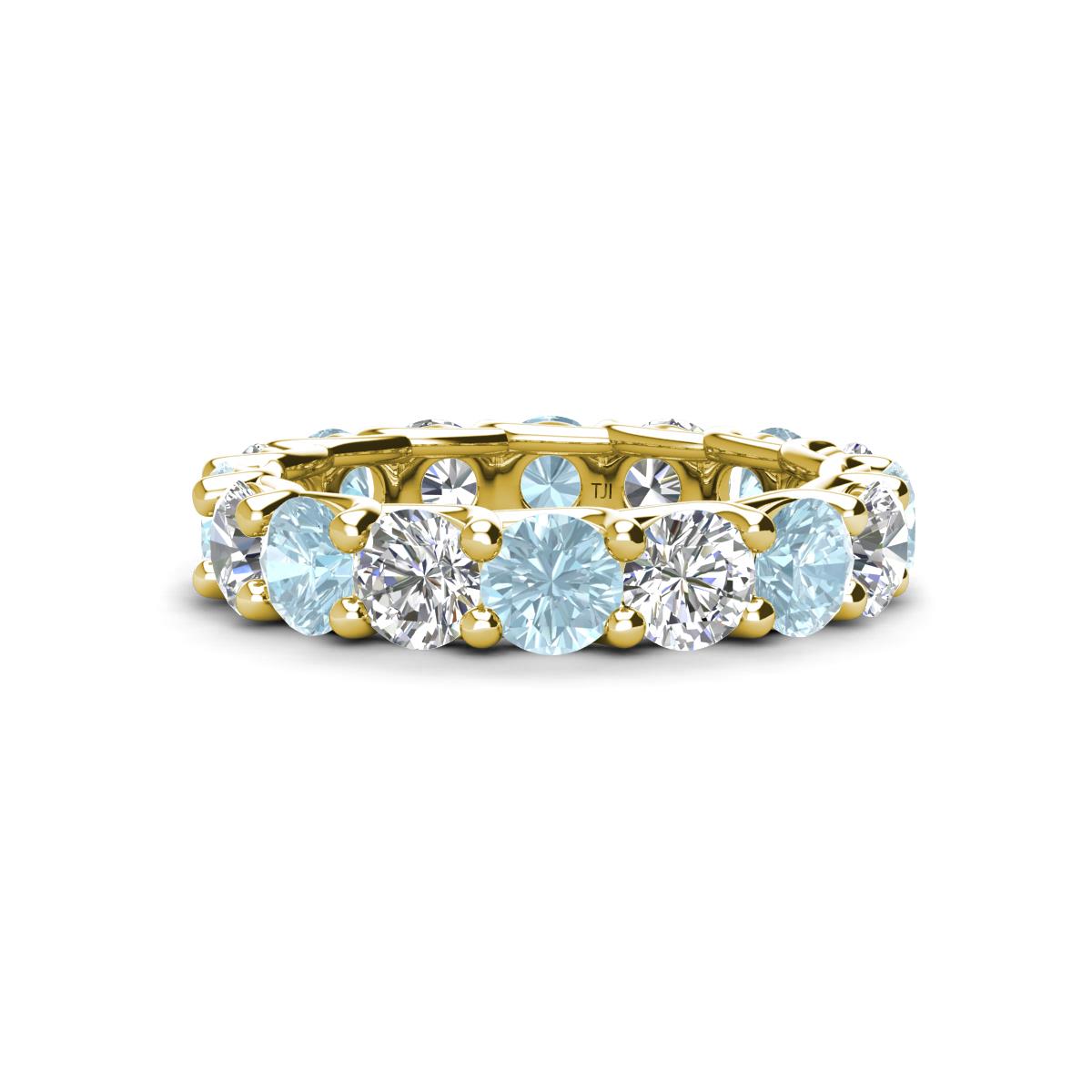 Laida 4.00 mm Aquamarine and Lab Grown Diamond Eternity Band 