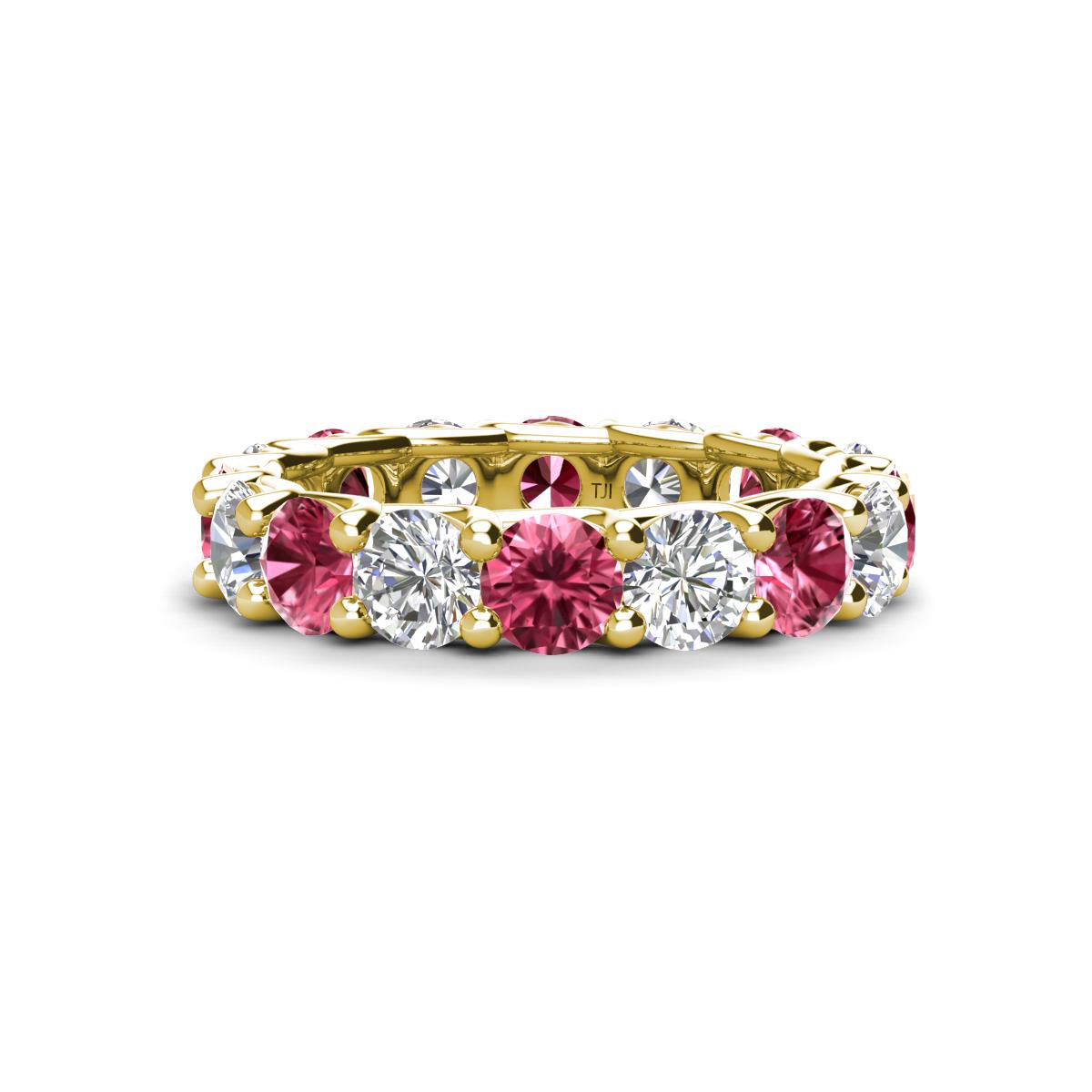 Laida 4.00 mm Pink Tourmaline and Lab Grown Diamond Eternity Band 