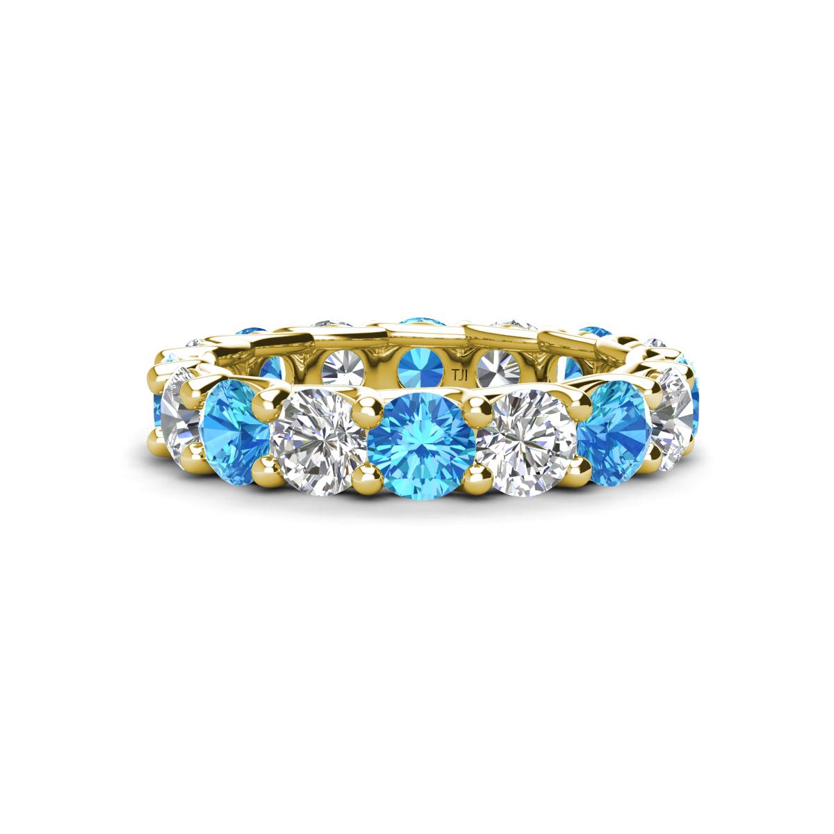 Laida 4.00 mm Blue Topaz and Lab Grown Diamond Eternity Band 