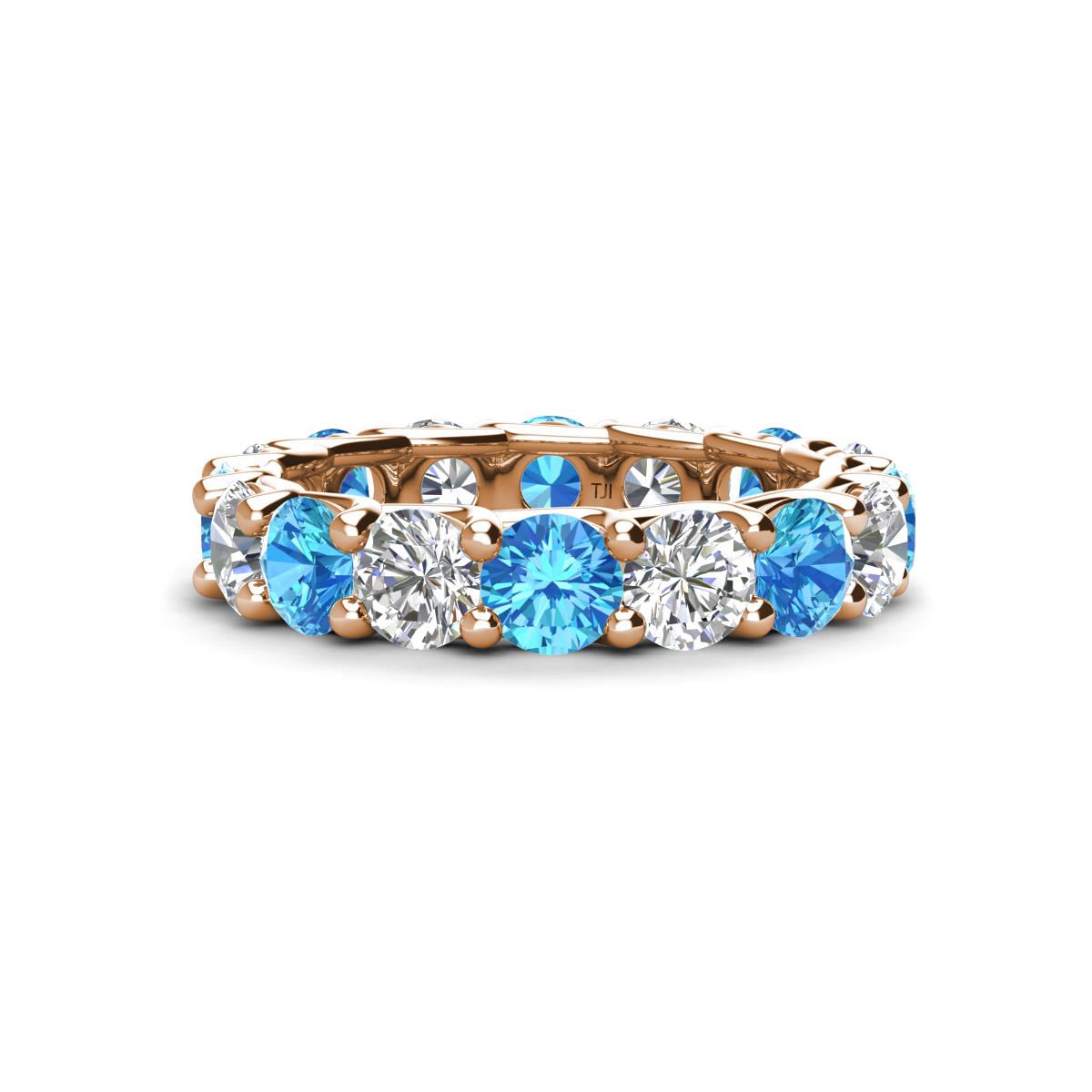 Laida 4.00 mm Blue Topaz and Lab Grown Diamond Eternity Band 