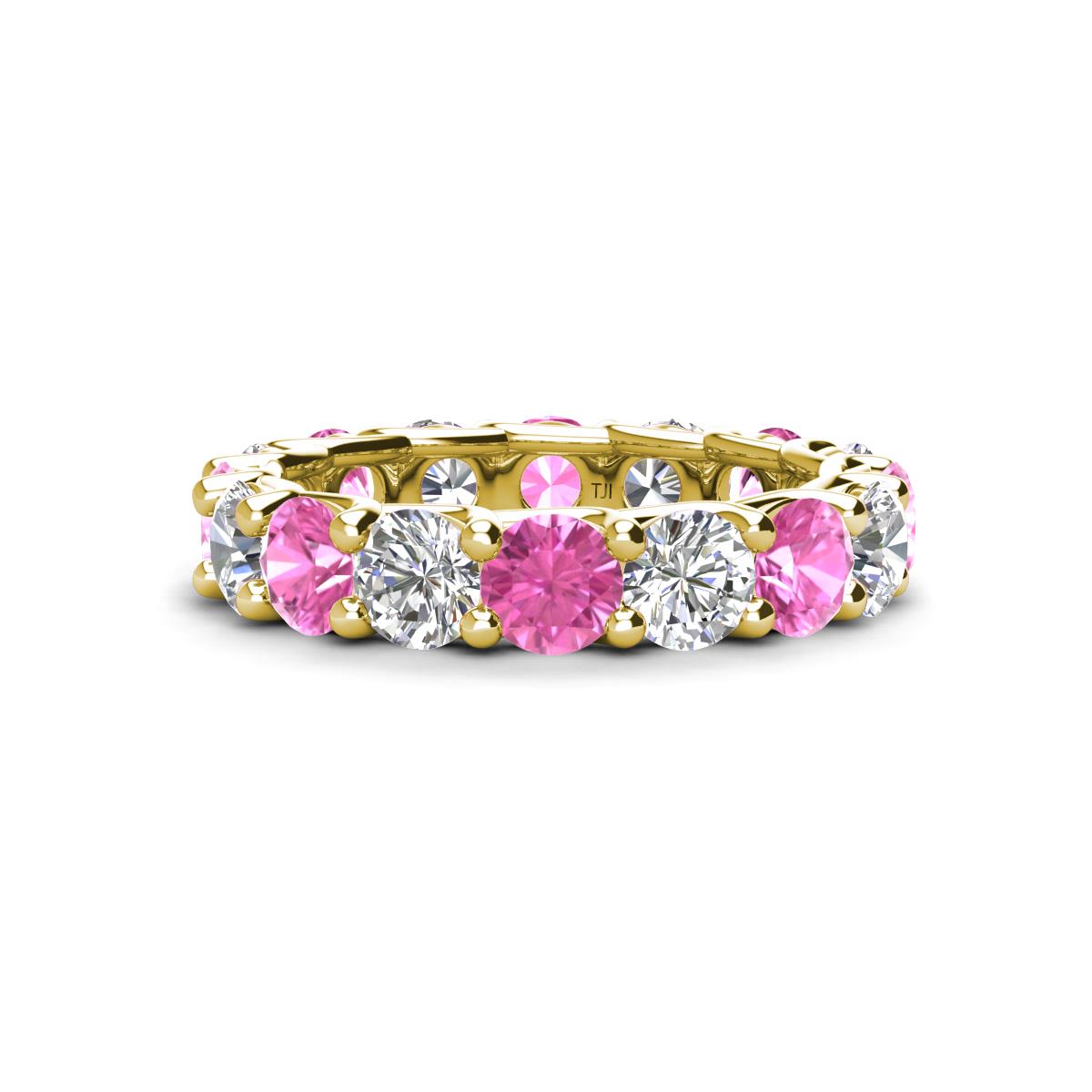 Laida 4.00 mm Pink Sapphire and Lab Grown Diamond Eternity Band 