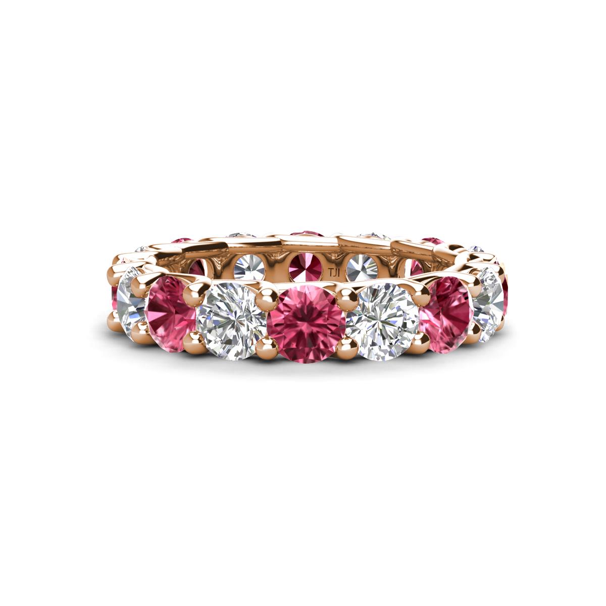 Laida 4.00 mm Pink Tourmaline and Lab Grown Diamond Eternity Band 