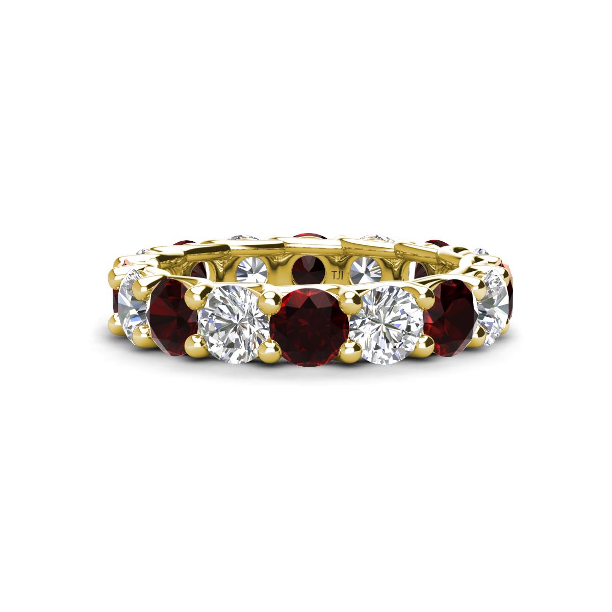 Laida 4.00 mm Red Garnet and Lab Grown Diamond Eternity Band 