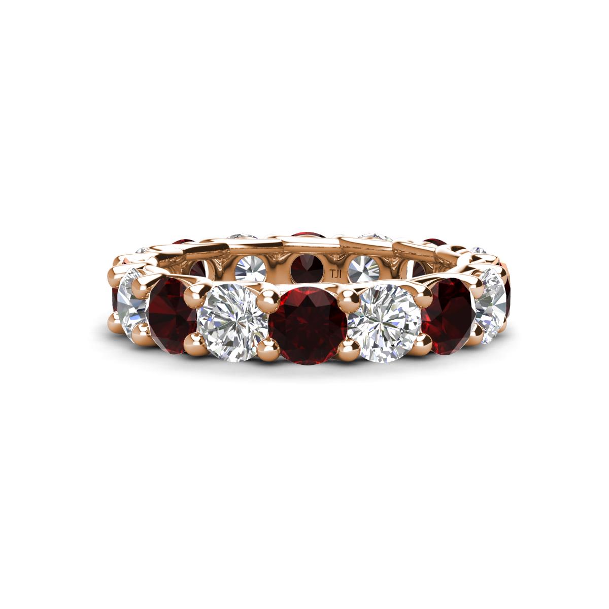 Laida 4.00 mm Red Garnet and Lab Grown Diamond Eternity Band 