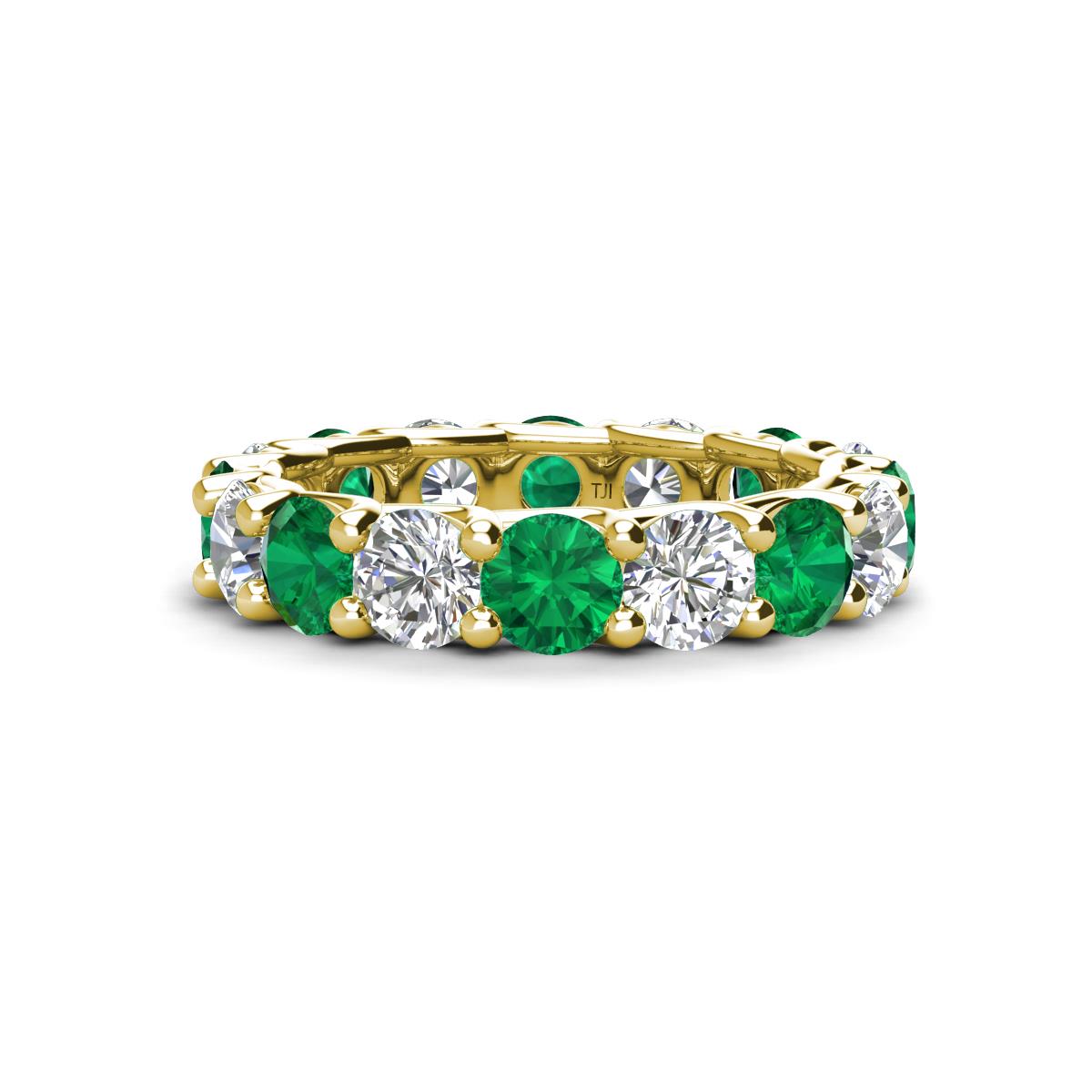 Laida 4.00 mm Emerald and Lab Grown Diamond Eternity Band 