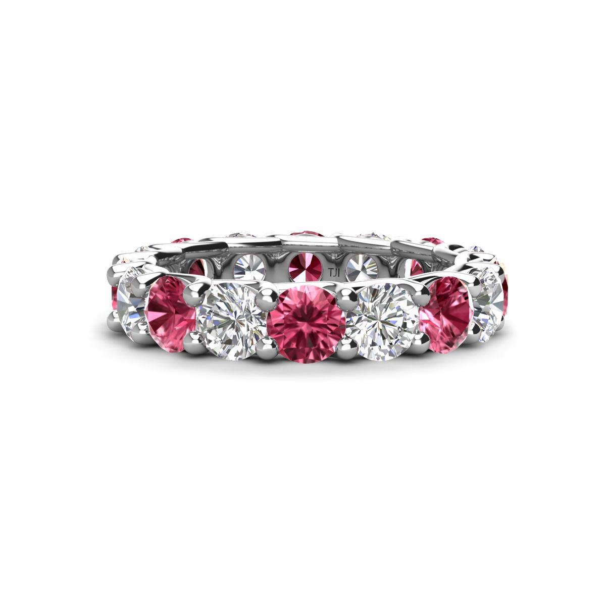 Laida 4.00 mm Pink Tourmaline and Lab Grown Diamond Eternity Band 