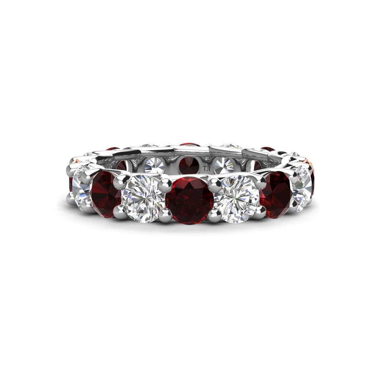 Laida 4.00 mm Red Garnet and Lab Grown Diamond Eternity Band 