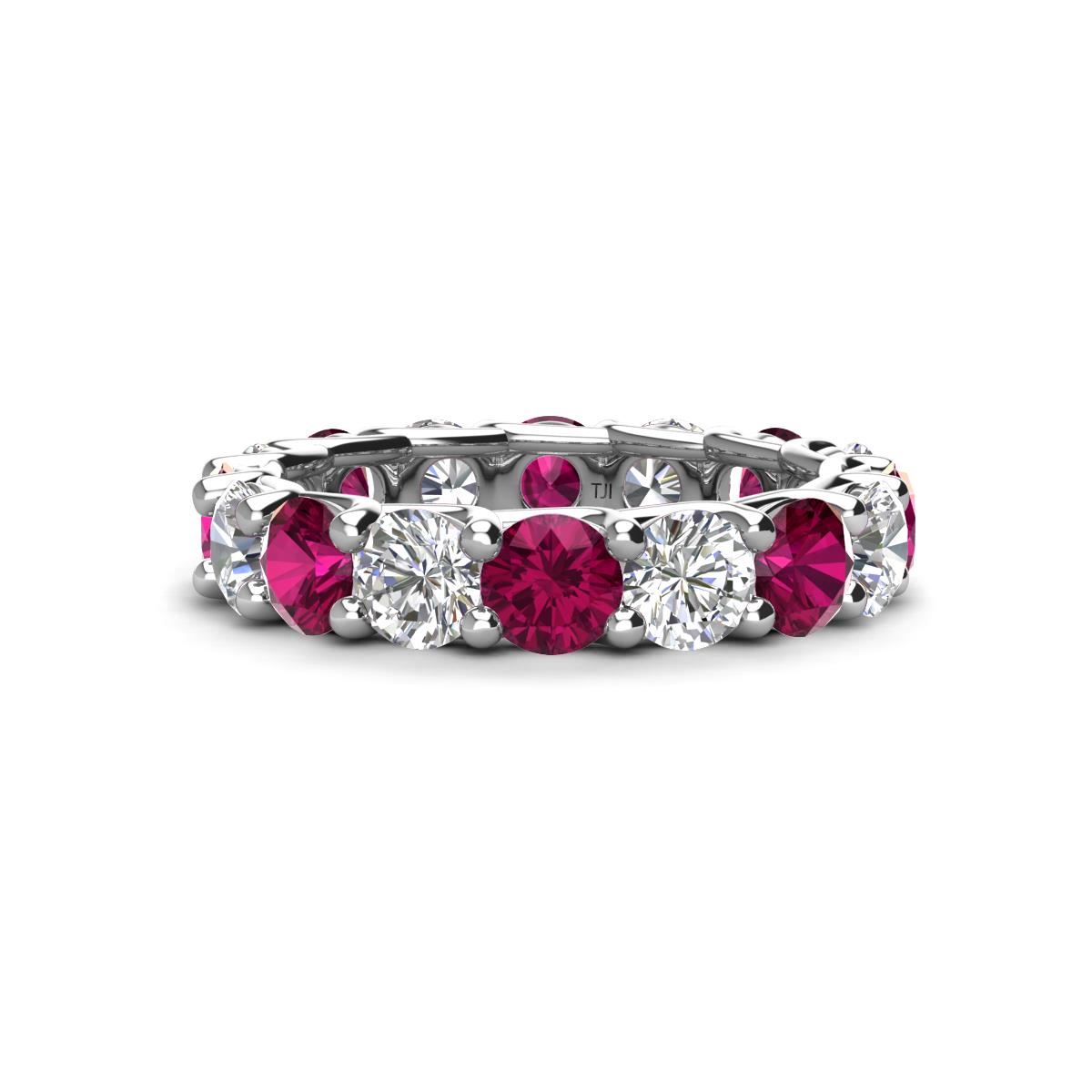 Laida 4.00 mm Rhodolite Garnet and Lab Grown Diamond Eternity Band 