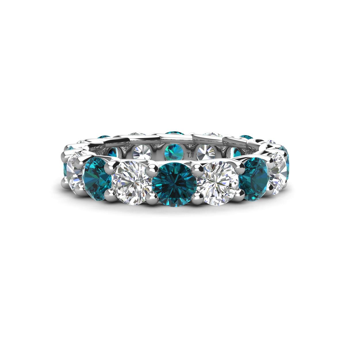 Laida 4.00 mm Blue Diamond and Lab Grown Diamond Eternity Band 