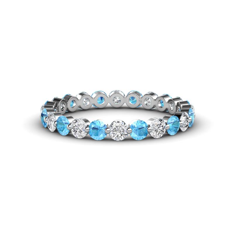 Valerie 3.00 mm Blue Topaz and Lab Grown Diamond Eternity Band 
