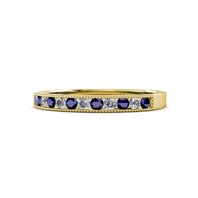 Ronia Blue Sapphire and Lab Grown Diamond 12 Stone Wedding Band 