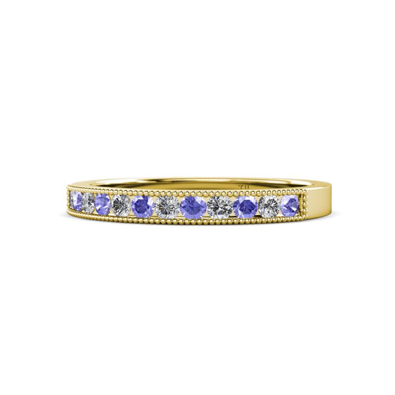Ronia Tanzanite and Lab Grown Diamond 12 Stone Wedding Band 