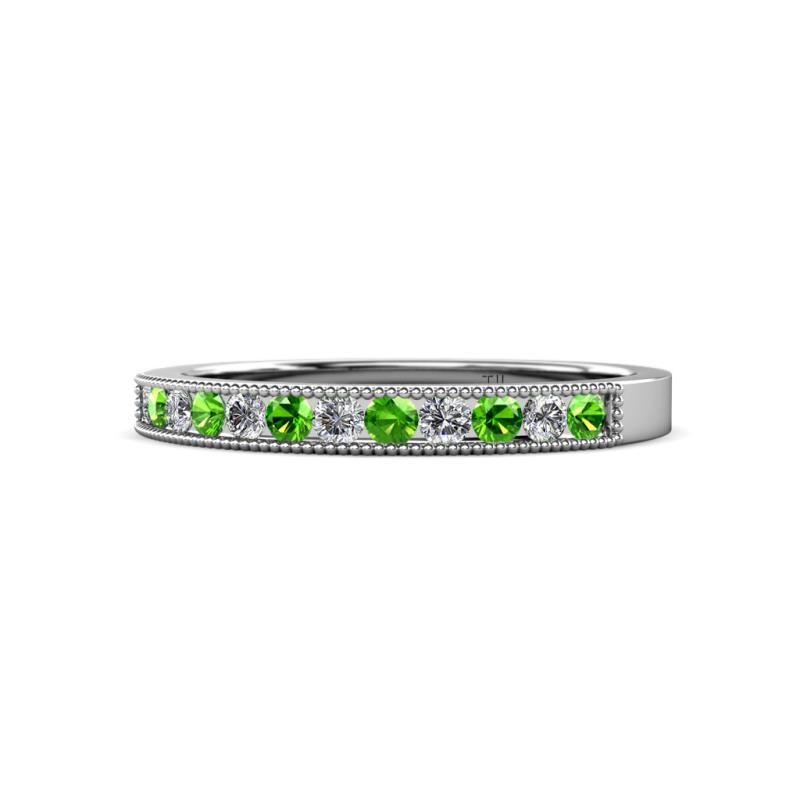 Ronia Green Garnet and Lab Grown Diamond 12 Stone Wedding Band 