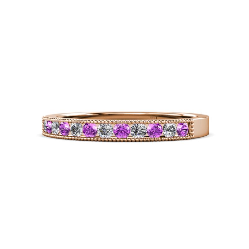 Ronia Amethyst and Lab Grown Diamond 12 Stone Wedding Band 
