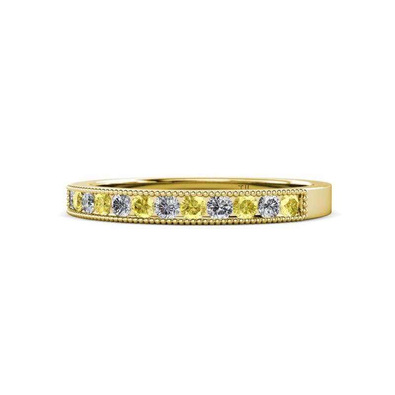 Ronia Yellow Sapphire and Lab Grown Diamond 12 Stone Wedding Band 