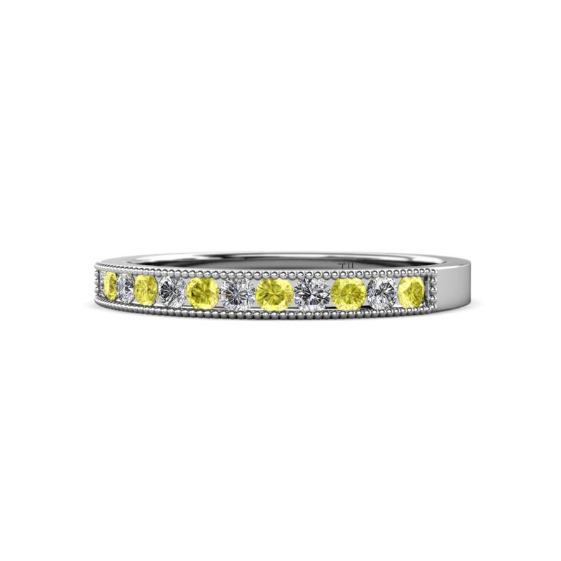 Ronia Yellow Diamond and White Lab Grown Diamond 12 Stone Wedding Band 