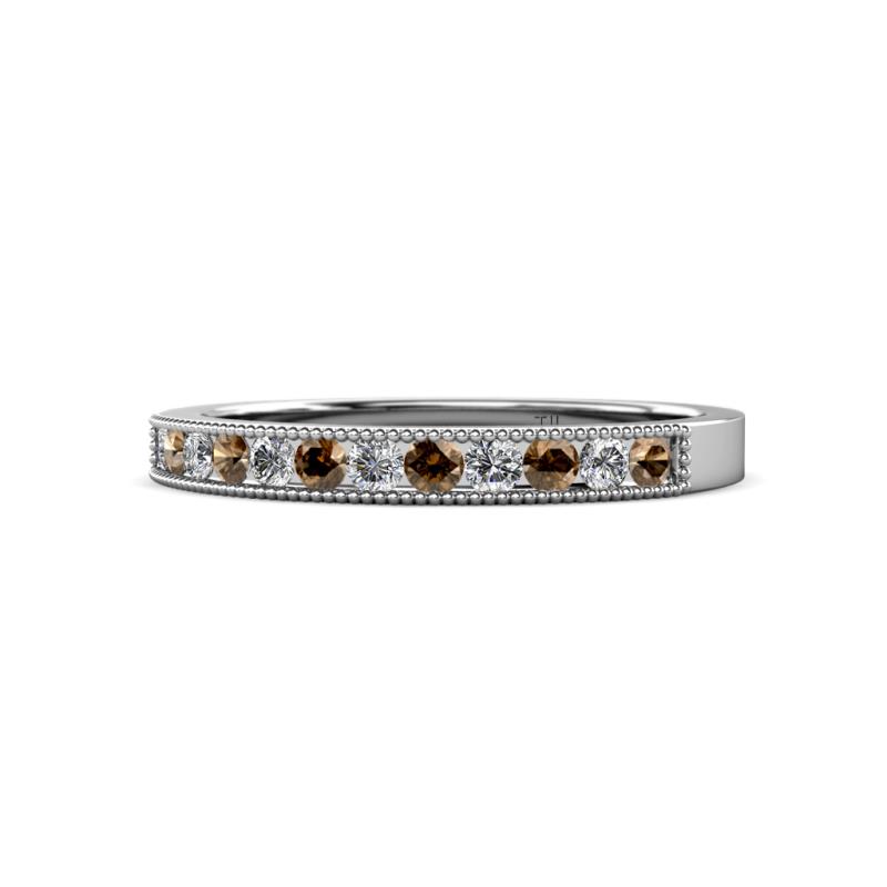 Ronia Smoky Quartz and Lab Grown Diamond 12 Stone Wedding Band 
