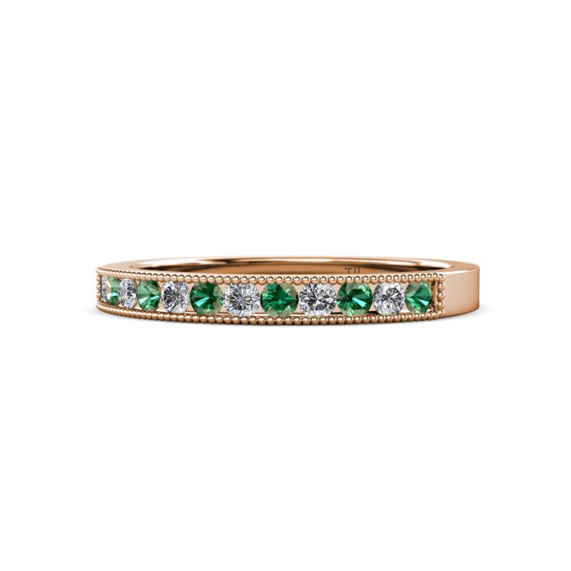 Ronia Lab Created Alexandrite and Diamond 12 Stone Wedding Band 