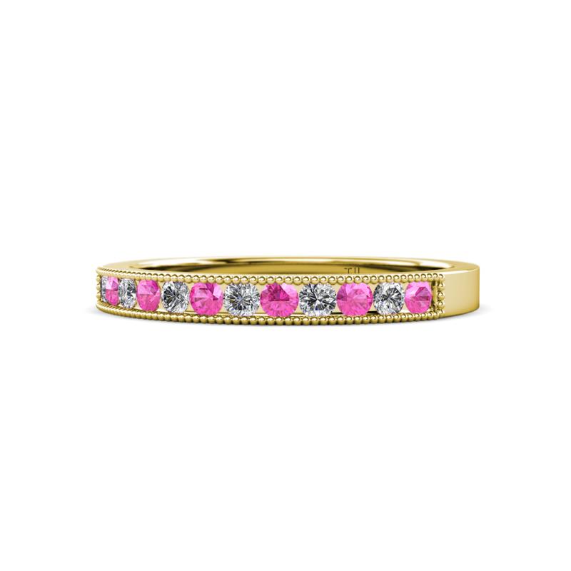 Ronia Pink Sapphire and Lab Grown Diamond 12 Stone Wedding Band 