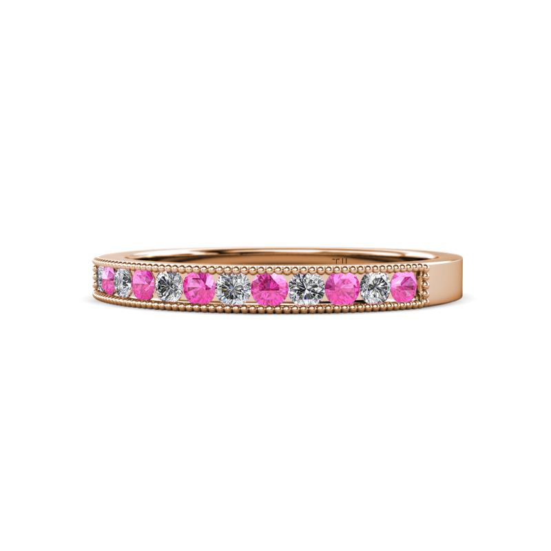 Ronia Pink Sapphire and Lab Grown Diamond 12 Stone Wedding Band 
