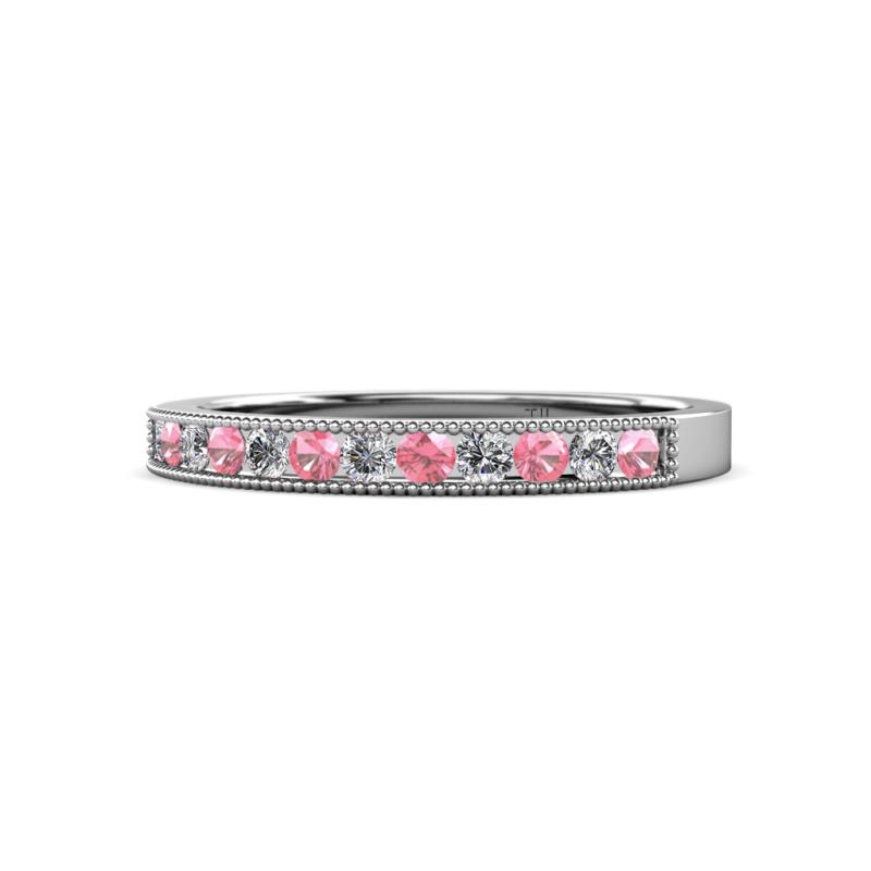Ronia Pink Tourmaline and Lab Grown Diamond 12 Stone Wedding Band 