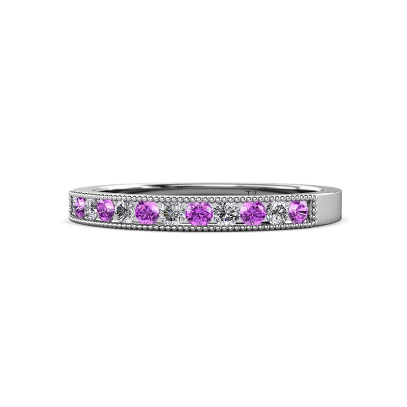 Ronia Amethyst and Lab Grown Diamond 12 Stone Wedding Band 