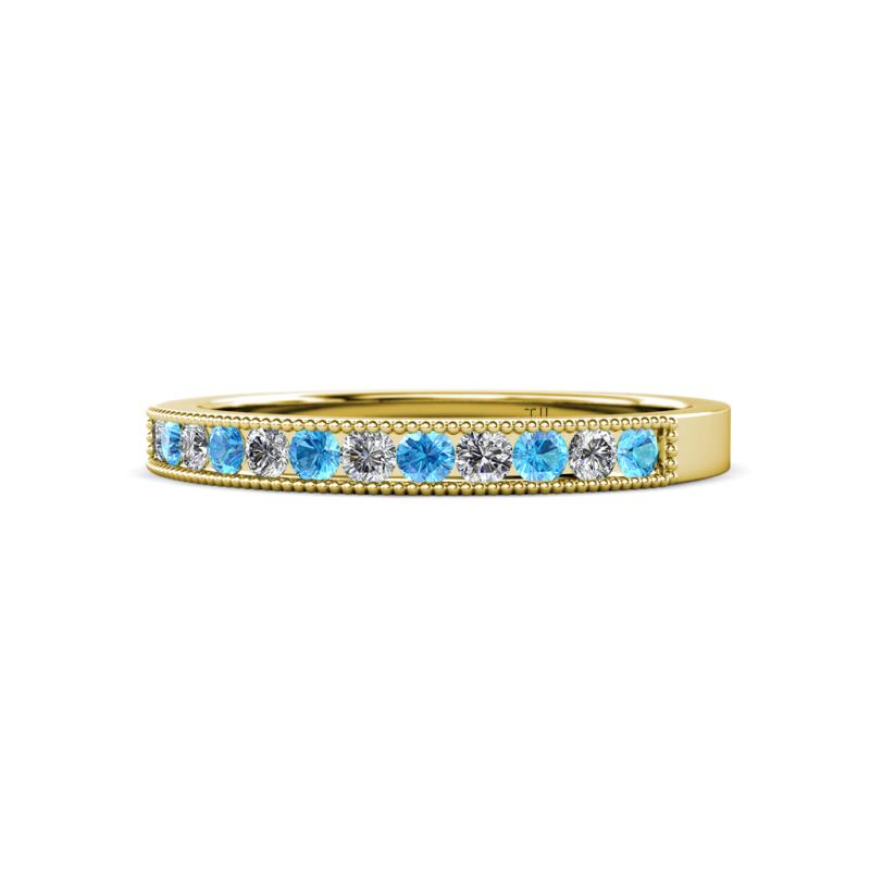 Ronia Blue Topaz and Lab Grown Diamond 12 Stone Wedding Band 