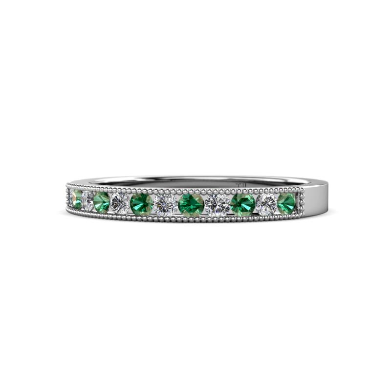 Ronia Lab Created Alexandrite and Diamond 12 Stone Wedding Band 