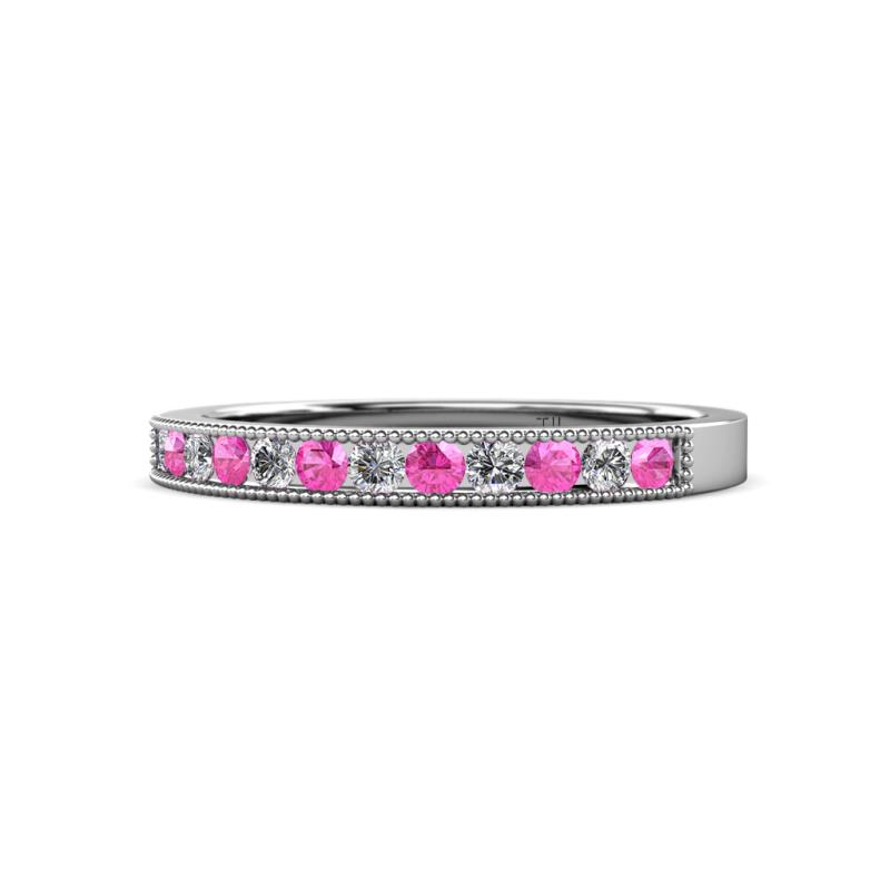 Ronia Pink Sapphire and Lab Grown Diamond 12 Stone Wedding Band 