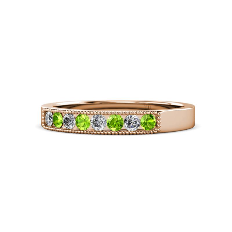 Gania 2.40 mm Peridot and Lab Grown Diamond 8 Stone Wedding Band 