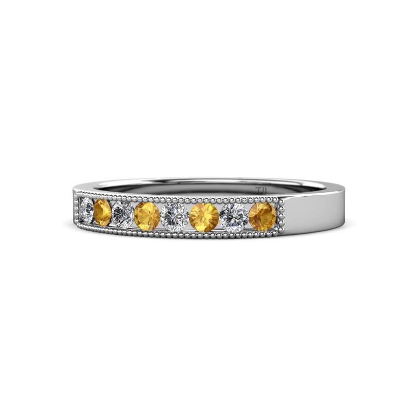 Gania 2.40 mm Citrine and Lab Grown Diamond 8 Stone Wedding Band 