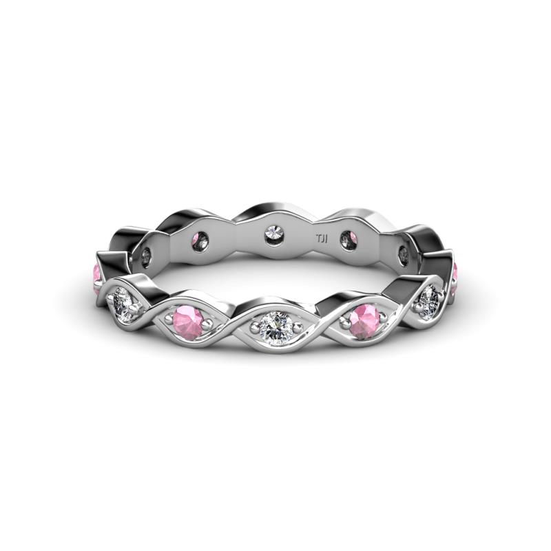 Breanna 2.20 mm Pink Tourmaline and Lab Grown Diamond Eternity Band 