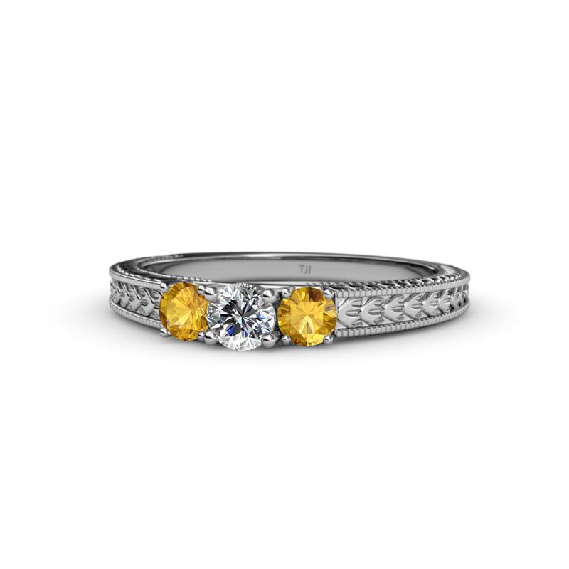 Reveka Citrine and Lab Grown Diamond Three Stone Engagement Ring 