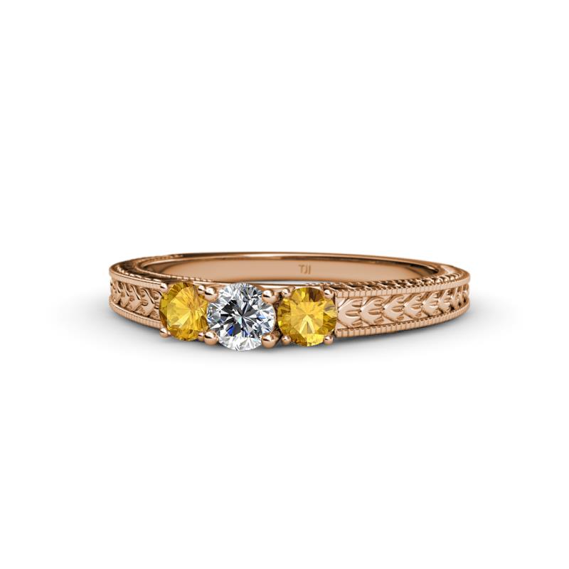 Reveka Citrine and Lab Grown Diamond Three Stone Engagement Ring 