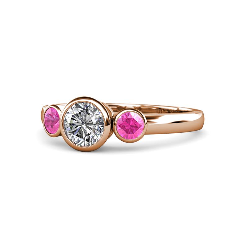 Avrit Pink Sapphire and Lab Grown Diamond Three Stone Engagement Ring 