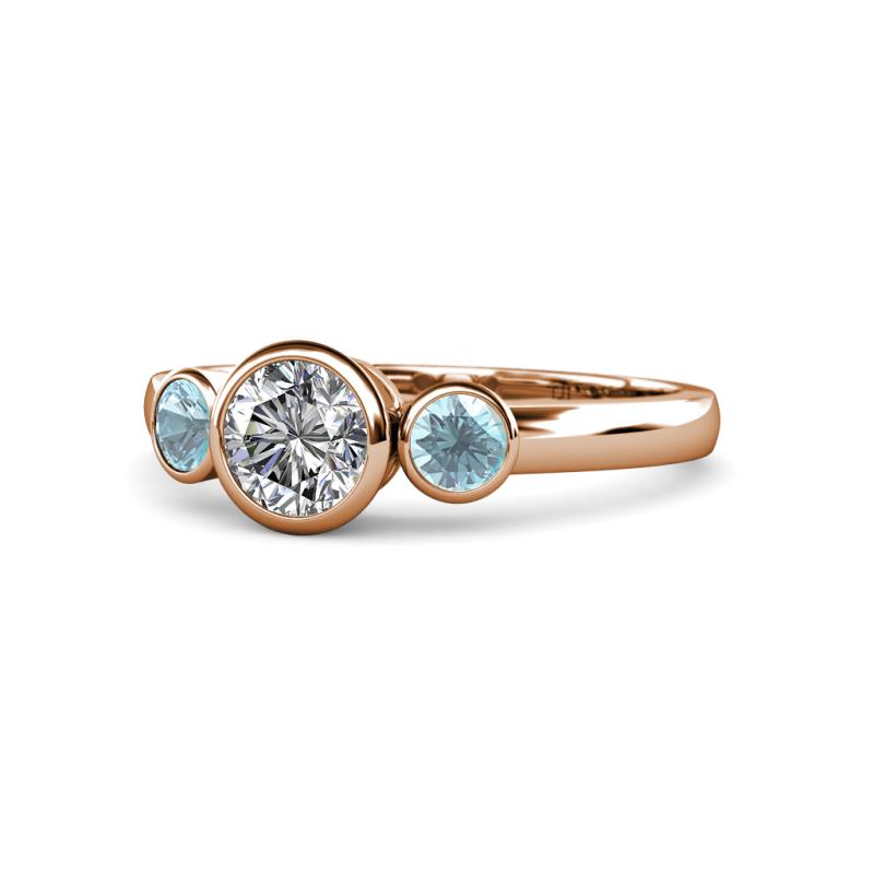 Avrit Aquamarine and Lab Grown Diamond Three Stone Engagement Ring 
