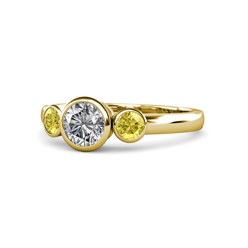 Avrit Yellow Sapphire and Lab Grown Diamond Three Stone Engagement Ring 