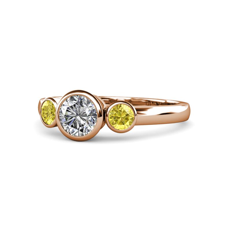 Avrit Yellow Sapphire and Lab Grown Diamond Three Stone Engagement Ring 